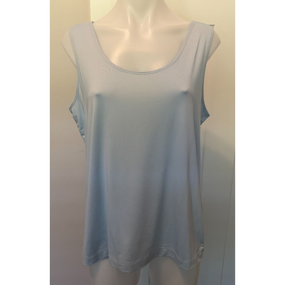 CHICOS Womens Knit Tank TOP Sleeveless Light Baby BLUE Size 2 (L/12)